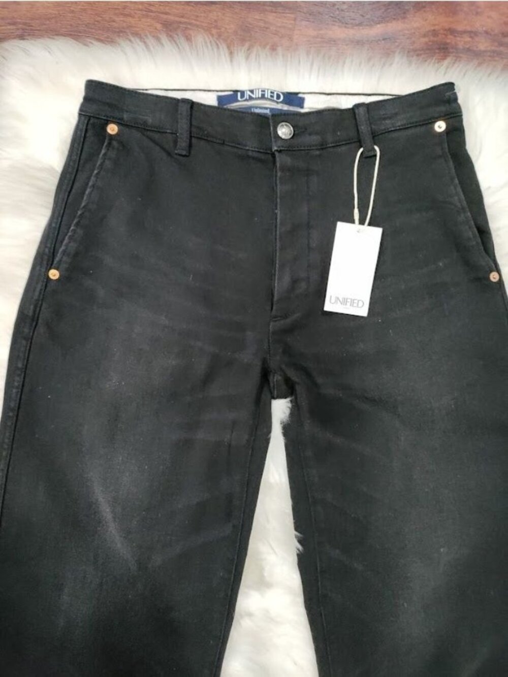 Unified Unlimited High Rise Denim Relaxed Jeans Black Wash Women's Size 6 NWT - Picture 3 of 10